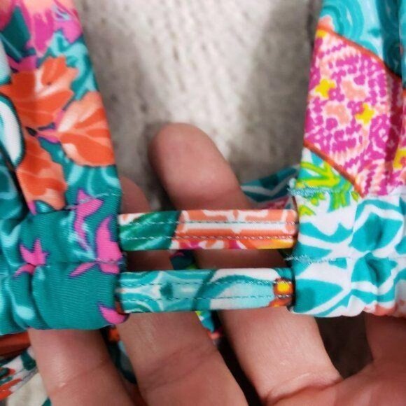 INTO THE BLEU Triangle Halter Tie Floral Bikini Top Bathing Suit Swimsuit 8 NWT - Picture 3 of 9